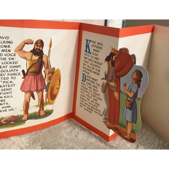 Vtg David & The Giant Goliath Stand Up Classic Story Book By P Hubbart Religious - Picture 3 of 4